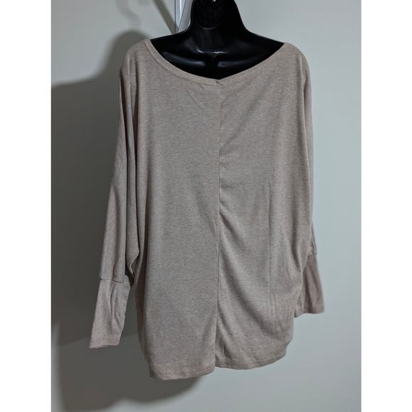 Oversized Tan Batwing Long Sleeved Shirt Top Blouse Size Large - Picture 3 of 5